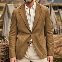 Men Suede-Like Casual Blazer Jacket Lightweight Soft Fabric Relaxed Fit Stylish Design Suitable for Various Occasions M chaki