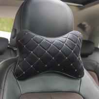Car Neck Pillow Memory Foam Headrest Cushion with Quilted Stitching Soft Fabric Cover for Vehicle Seat Comfort Support One Size