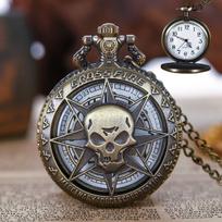 Octagonal Quartz Pocket Watch with Skull Design Unique Vintage Style Mechanical Timepiece for Collectors and Everyday Use One Size