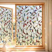 Floral Window Stickers Glass Clings Set of 10 Decorative Plant Patterns Static Cling Film for Home Office Window Decoration Privacy Enhancement One Size