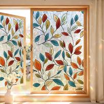 Floral Window Stickers Glass Clings Set of 10 Decorative Plant Patterns Static Cling Film for Home Office Window Decoration Privacy Enhancement One Size