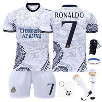 Real Madrid Vaikų sportinė apranga Nr. 7 Ronaldo stiliaus ANUTETOUNI® Balti poliesterio marškinėliai 100-110 CM