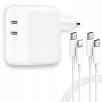 Szybka Ładowarka Do Iphona 2X Usb C 50W + 1Xkable Usb-C + 1Xlightning 1,5M