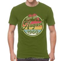 Vintage August 1960 T Shirt Cotton T-shirt Fashion Tshirt Short Sleeve Birthday Gift Idea Tees Tops Streetwear Men's Clothing S įvairiaspalvis