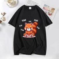 Short Sleeve Tee Red Panda Playing Video Games Funny Women Top Fashion Casual Clothes 2000s Aesthetic Tshirts Anime Y2k T-Shirt S įvairiaspalvis