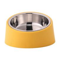 New Stainless Steel Dog Feeder Anti Rollover Anti Overturning Neck Protection Bowl Sturdy Large Capacity Cat Bowl geltona