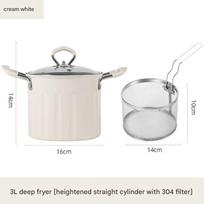 Durable 3L Deep Fryer Pot with Mesh Strainer Basket Fine Iron Japanese Tempura Fryer Pot Multifunctional with Lid Soup Oil Pot balta