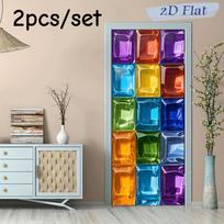 2pcs colored glass texture wall stickers adopt a block design, with bright and durable colors. The self-adhesive backing adhesiv (as the picture,38.5x200cmx2)