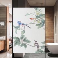 Static Cling Window Film Privacy Flowers And Birds Non Glue Frosted Glass Sticker  Window Coverings for Homedecor 40x60cm