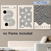 3-piece set of Bauhaus style canvas wall paintings 1919 abstract geometric patterns minimalist black and white decorative painti (as the picture,20x30cm-3pcs)
