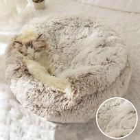 for Kitten Puppy Warm Kennel Sleeping Bag Basket Cave Indoor Dog Bed Pet House Cat Cushion Cat Bed 33x33cm-pink