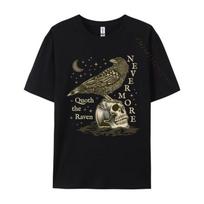 Nevermore The Raven Edgar Allan Poe Dark Academia Literature Casual T-Shirt New Summer_Fall Tops & Tees Cotton Men S juoda
