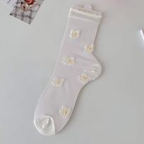 Summer Sheer Pantyhose for Women: Ultra-Thin Transparent Floral Lace Ankle Socks, Sweet & Cute, Perfect with Sandals One Size