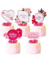 5Pcs Happy Mother's Day Cupcake Toppers Glitter Floral Best Mom Ever Cake Toppers Decoration Mother's Day Birthday Party Supplie