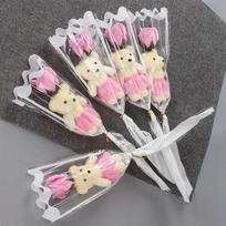 1/3/5PCS Artificial Rose Bear Flowers Soap Bouquet Creative Handmade Flower Valentine's Day Mother's Day Birthday Romantic Gifts 1PC rožinė