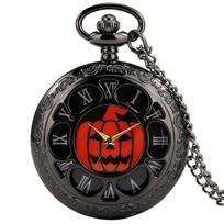 New Fashion Halloween Cosplay Grimace Quartz Pocket Watch Hollow Steampunk Necklace Pendant Fob Clock Chain Gifts for Men Women