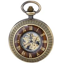 PJX1676 NEW Vintage Watch Hand Winding Mechanical Pocket Watch Luxury Wooden Design Half Hunter Pocket Clock Gifts for Men Women