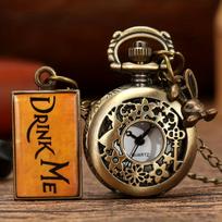 Pocket watch, antique hollowed out rabbit tag necklace, fashionable retro pocket watch, hanging watch decoration, fine chain ruda