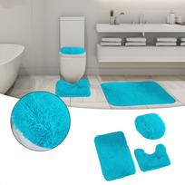 Luxurious 3-Piece Bathroom Rug Set with Non-Slip Backing, Ultra Soft and Absorbent, Turquoise, Machine Washable One Size šviesiai mėlyna spalva