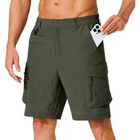 Mens shorts with multiple pockets mens cargo shorts casual fit cargo shorts for men suitable for outdoor activities jean shorts men L armijos žalia spalva