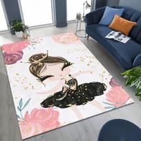 Elegant Ballet Dacing Girl Ballerina Cartoon Rug for Bedroom Living Room Sofa Home Doormat Decor,Large Kids Non-slip Floor Mat 40x60cm( 15x23in )