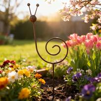 Metal Garden Stake Decorative Sculpture Spiral Snail Design Outdoor Yard Art Iron Craft Lawn Ornament for Patio and Garden One Size