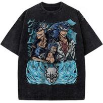 Manga BLEACH Grimmjow Jaegerjaques Printed Tee Men Women Clothing Washed Cotton Tshirt Vintage Casual T Shirt Harajuku Tshirt S