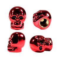4Pcs/Set Universal Car Skull Style Antirust Copper Core Motorcycle Bike Car Wheel Tyre Tires Valve Stem Caps raudona
