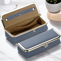 Unisex Jewelry Box Fashion Glasses Case - RFID Blocking, Travel Jewelry Case Bag Charm Storage Box Fashion Pencil Bag with Kiss Lock, Coin Purse mėlyna