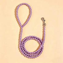 Artificial Pearl Dog Lead Leash Bite Resistant Pet Training Leash Beaded Dog Leash  for Dogs Cats 120 cm/47.24 in violetinė