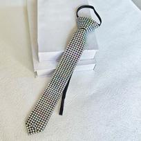 Locomotive Style Full Rhinestone Tie Choker Black Punk Style Long Necktie Necklace Collares Pre-tied Tie Performance įvairiaspalvis