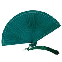 Portable Solid Color Bamboo Fan Chinese Style Kimono Fan Elegant Handheld Fans  Hanfu Accessories tamsiai žalia spalva