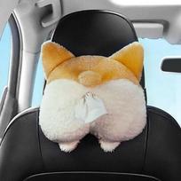 Tissue Holder Corgi Ass Tissue Box Plush Paper Napkin Case Corgi Tissue Box  For Car Seat yellow-Koki