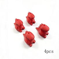 4Pcs Cute Design Tyre Valve Stem Cover Pla Material Light Valve Core Cover  Vehicle raudona