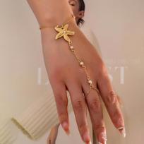 Gold Starfish Pearl Bracelet Women Fashion Link Chain Jewelry