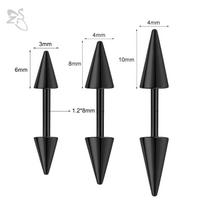 ZS 1PC 16G Spike Curved Barbell Eyebrow Ring External Thread Eyebrow Stud Cone Rook Daith Piercing Black Color Lip Piercing 3x6mm
