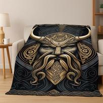 Viking WarriorSymbol Valknut Nordic Valhalla Flannel Blanket Soft Warm Throw Blanket for Bedroom Living Room Bed Travel Camping 75x90cm