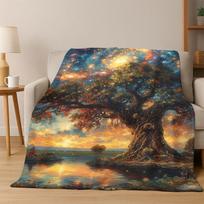 Tree of Life Nordic Mythology Yggdrasil Nature cartoon Flannel Blanket Soft Throw Blanket for Bedroom Living Room Bed Travel kid 75x90cm