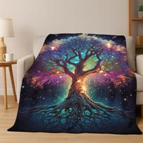 Tree of Life Nordic Mythology Yggdrasil Nature cartoon Flannel Blanket Soft Throw Blanket for Bedroom Living Room Bed Travel kid 75x90cm