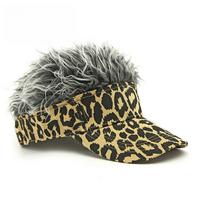 1pc Camouflage Baseball Cap with Spiked Hairs Wig Fake Wigs Sunhat Outdoor Army Green Camouflage Print Jungle Sunshade Visor Adjustable pilka spalva