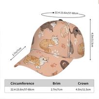 Cute Cats Paw Prints Duckbill Hat Adjustable Snap Cap with Kitten Bone Motifs Lightweight for travel Christmas Pet Themed