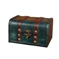 Jewelry Organizer Box Vintage High Capacity Antique Wooden Mini Treasure Chest Storage Box for Home žalia