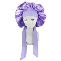 Hair Bonnet Solid Color Faux Silk Satin Hair Care High Elastic Lacing Sleep Cap for Hair Salon