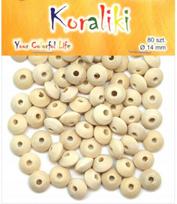 Koraliki Drewniane Płaskie 14Mm Op.80Szt