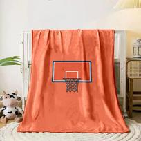 Basketball hoop with a net on a solid orange background. for all seasons blanket lunch break throw gift 80cm x 120cm