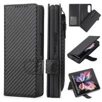Skirta Samsung Galaxy Z Fold 3 Fold 4 5g Case Sulankstomas 3 Sulankstomas 4 Dėklas prabangus odinis Z sulankstomas 3 4 dėklai su S rašiklio lizdo laikiklio dangteliu for Galaxy Z Fold 4 anglies pluošto juodos spalvos