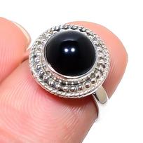 Natural Black Onex Gemstone Handmade 925 Sterling Silver Jewelry Ring S.6 U6R79