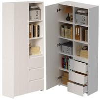 BIURO KNYGŲ LENTYNA SU 3 STALČIAIS, MODERNUS LOFT STILIUS, BALTA, AUKŠTA, SU LENTYNOMIS