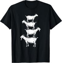 Vintage Four Buck Goats Over Each Other Farmer Goat Lovers T-Shirt M