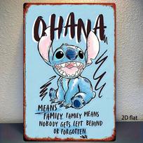 1pc Disney Stitch Vintage Metal Wall Art Sign - 20.32x30.48 cm Retro Cartoon Decor with  Ohana Means Family  Quote, Durable Indo 20x30cm（7.8x11.8inch）